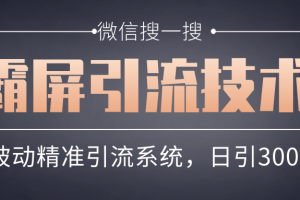 微信搜一搜霸屏引流技術(shù)，打造被動(dòng)精準(zhǔn)引流系統(tǒng)，輕松日引300+流量