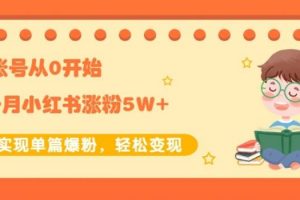 生財小紅書漲粉變現：新賬號從0開始3個月小紅書漲粉5W+實現單篇爆粉