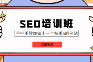 SEO培訓班課程，手把手教你做出一個權重6的例站，價值8000元