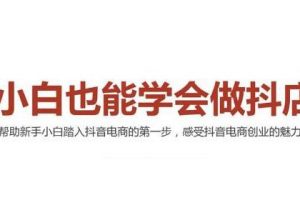 2021最新抖音小店無貨源課程，小白也能學會做抖店，輕松月入過萬