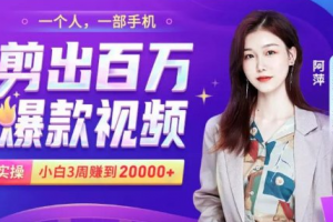 小白易上手的手機(jī)剪輯賺錢(qián)課，抓住短視頻風(fēng)口月賺2萬(wàn)+