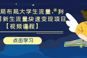 引流布局布局大學生流量，利用 6-9 月新生流量快速變現項目