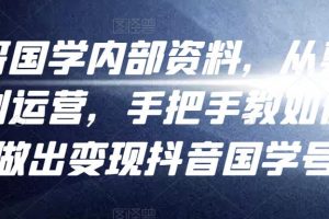 考哥國學內部資料，從剪輯到運營，手把手教如你?何做出變現(xiàn)抖音?國學號（教程+素材+模板）