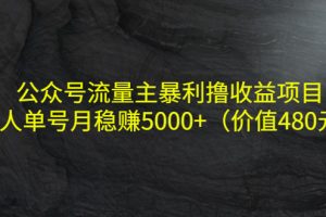 公眾號流量主暴利擼收益項目，單人單號月穩(wěn)賺5000+（價值480元）
