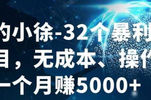 進擊的小徐-32個暴利小項目，無成本、操作簡單一個月賺5000