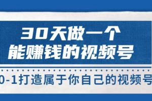 30天做一個能賺錢的視頻號，從0-1打造屬于你自己的視頻號 (14節-價值199)