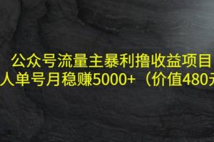 公眾號流量主暴利擼收益項目，單人單號月穩(wěn)賺5000 （價值480元）