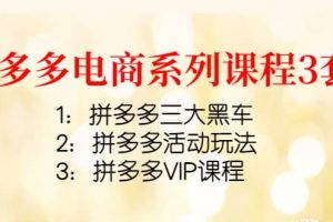 拼多多電商系列課程3套：拼多多三大黑車 拼多多活動玩法 拼多多VIP課程