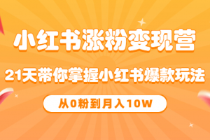 《小紅書漲粉變現營》21天帶你掌握小紅書爆款玩法 從0粉到月入10W