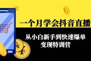 一個月學會抖音直播帶貨：從小白新手到快速爆單變現特訓營(63節課)