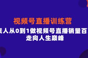 視頻號直播訓練營，素人從0到1做視頻號直播銷量百萬，走向人生巔峰