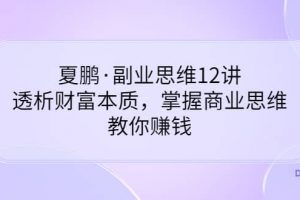 夏鵬·副業(yè)思維12講，透析財富本質(zhì)，掌握商業(yè)思維，教你賺錢