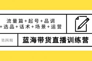 第四期藍(lán)海帶貨直播訓(xùn)練營：流量篇 起號 品調(diào) 選品 話術(shù) 場景 運營