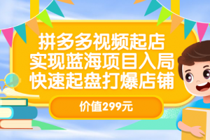 拼多多視頻起店，實(shí)現(xiàn)藍(lán)海項(xiàng)目入局，快速起盤打爆店鋪（價(jià)值299元）