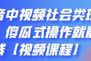 抖音中視頻社會(huì)類玩法，傻瓜式操作就能賺錢【視頻課程】