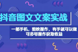 抖音圖文毒文案實戰：一部手機 剪映操作 有手就能做，單號日入幾十 可多號