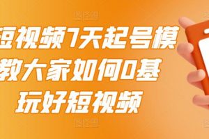 2022短視頻7天起號模式，教大家如何0基礎(chǔ)，玩好短視頻