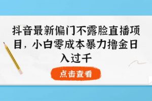 抖音最新偏門不露臉直播項(xiàng)目，小白零成本暴力擼金日入1000
