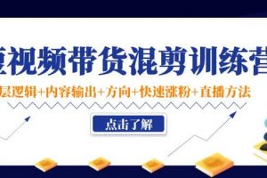 短視頻帶貨混剪訓練營：底層邏輯 內容輸出 方向 快速漲粉 直播方法！