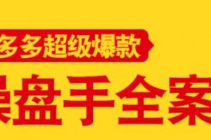 拼多多超級爆款操盤手全案課，教你新店0-1快速突破