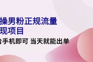 2022實操男粉正規流量變現項目，一臺手機即可 當天就能出單【視頻課程】
