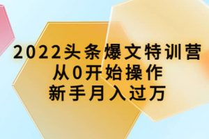 2022頭條爆文特訓營：從0開始操作，新手月入過萬（16節(jié)課時）