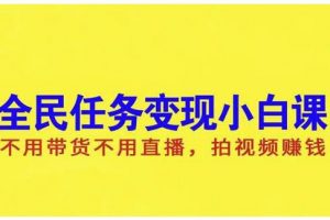 抖音全民任務變現小白課，不用帶貨不用直播，拍視頻就能賺錢