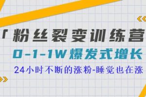 「粉絲裂變訓(xùn)練營(yíng)」0-1-1w爆發(fā)式增長(zhǎng)，24小時(shí)不斷的漲粉-睡覺(jué)也在漲-16節(jié)課