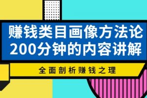 賺錢類目畫像方法論，200分鐘的內容講解，全面剖析賺錢之理