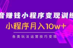抖音小程序變現訓練營：小程序各類玩法運營技巧變現