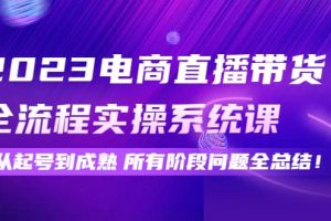 2023電商直播帶貨全流程實操系統課：從起號到成熟所有階段問題全總結
