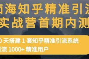 癡海知乎精準引流實戰營1-2期，30天搭建1套知乎精準引流系統，引流1000 精準用戶
