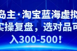 黃島主·淘寶藍海虛擬選品實操復盤，選對品可日入300-500！