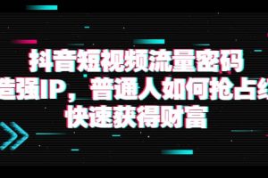 抖音短視頻流量密碼：打造強(qiáng)IP，普通人如何搶占紅利，快速獲得財(cái)富
