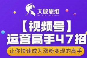 大敏思維-視頻號(hào)運(yùn)營(yíng)高手47招，讓你快速成為漲粉變現(xiàn)高手
