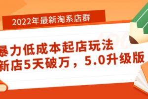 2022年最新淘系店群暴力低成本起店玩法：新店5天破萬，5.0升級版