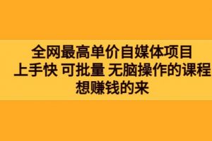 全網(wǎng)最單高價(jià)自媒體項(xiàng)目：上手快 可批量 無腦操作的課程，想賺錢的來