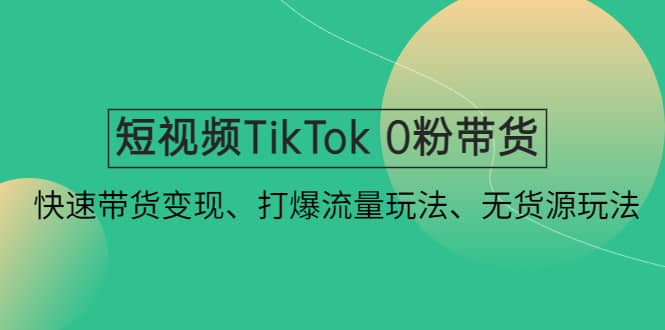 短視頻TikTok 0粉帶貨：快速帶貨變現(xiàn)、打爆流量玩法、無貨源玩法插圖