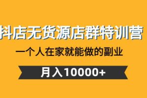抖店無貨源店群特訓營：一個人在家就能做的副業