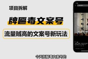 2023抖音快手毒文案新玩法，牌匾文案號，起號快易變現