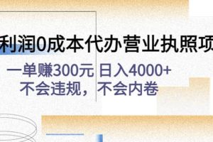 高利潤0成本代辦營業執照項目：不會違規，不會內卷