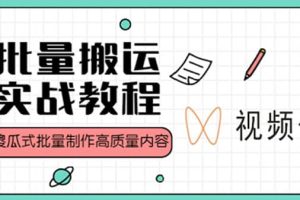 視頻號批量搬運實戰賺錢教程，傻瓜式批量制作高質量內容【附視頻教程 PPT】