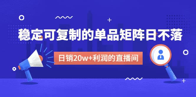 某電商線下課程，穩(wěn)定可復(fù)制的單品矩陣日不落，做一個(gè)日銷20w 利潤(rùn)的直播間插圖