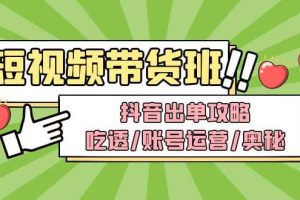 短視頻帶貨內(nèi)訓(xùn)營(yíng)：抖音出單攻略，吃透/賬號(hào)運(yùn)營(yíng)/奧秘，輕松帶貨