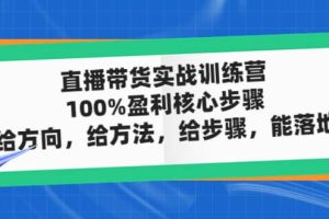 直播帶貨實戰訓練營：100%盈利核心步驟，給方向，給方法，給步驟，能落地