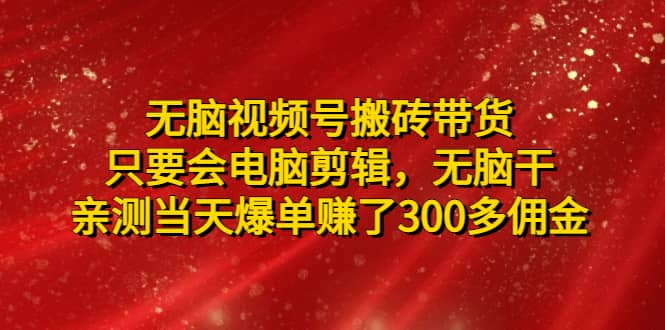 無腦視頻號搬磚帶貨，只要會電腦剪輯，無腦干插圖