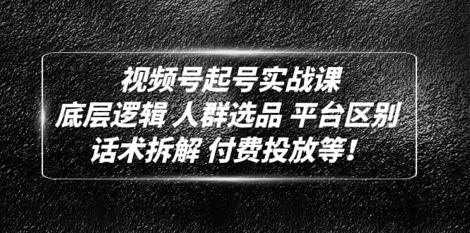 視頻號起號實戰課：底層邏輯 人群選品 平臺區別 話術拆解 付費投放等插圖