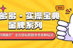 拼多多·實操寶典：金牌系列“小白到高手”帶你全方位玩轉拼多多各種玩法