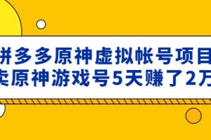 外面賣2980的拼多多原神虛擬帳號項目
