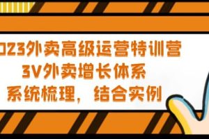 2023外賣高級運營特訓營：3V外賣-增長體系，系統-梳理，結合-實例